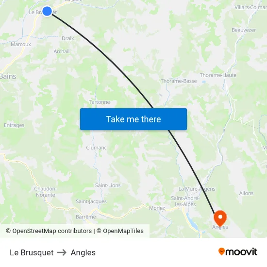 Le Brusquet to Angles map