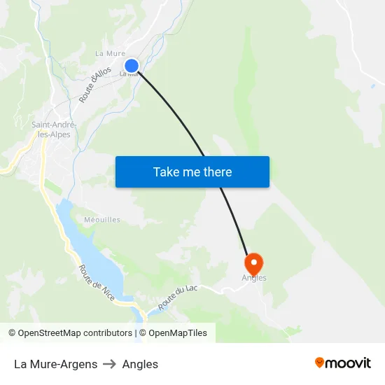 La Mure-Argens to Angles map