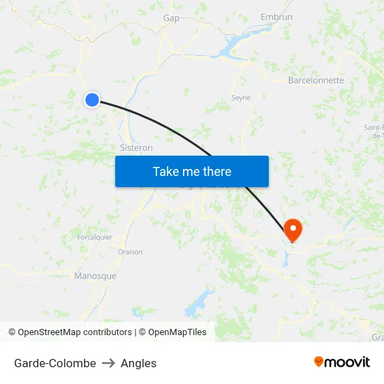 Garde-Colombe to Angles map