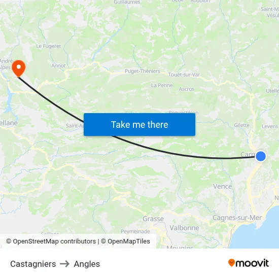 Castagniers to Angles map
