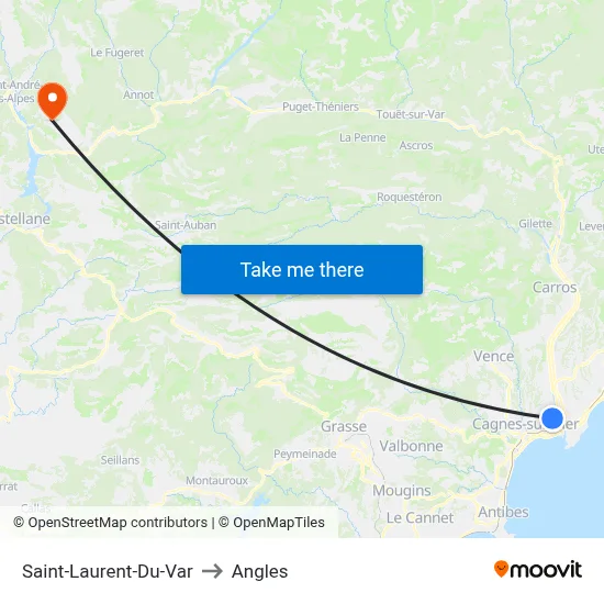 Saint-Laurent-Du-Var to Angles map