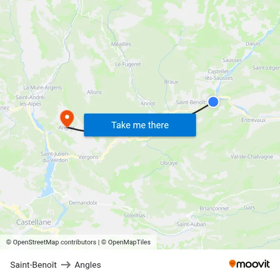 Saint-Benoît to Angles map
