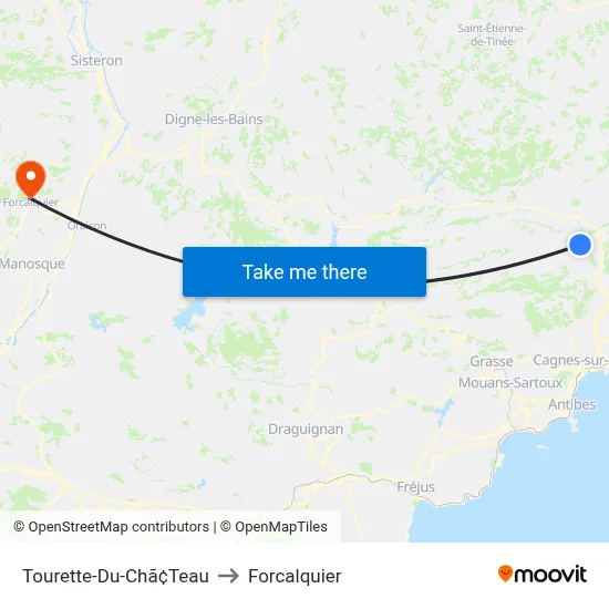 Tourette-Du-Chã¢Teau to Forcalquier map
