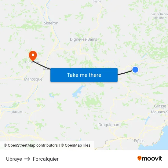 Ubraye to Forcalquier map