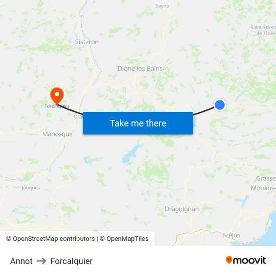 Annot to Forcalquier map
