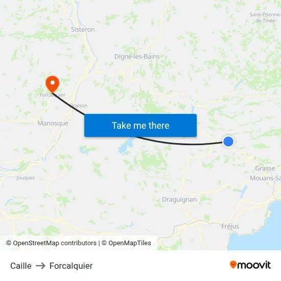 Caille to Forcalquier map