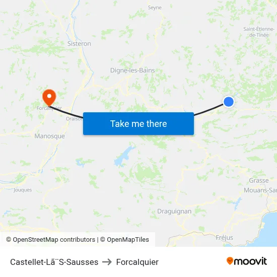 Castellet-Lã¨S-Sausses to Forcalquier map