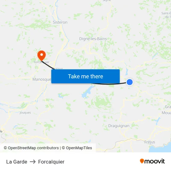 La Garde to Forcalquier map