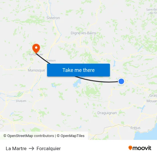La Martre to Forcalquier map
