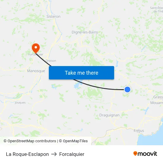 La Roque-Esclapon to Forcalquier map
