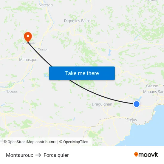Montauroux to Forcalquier map
