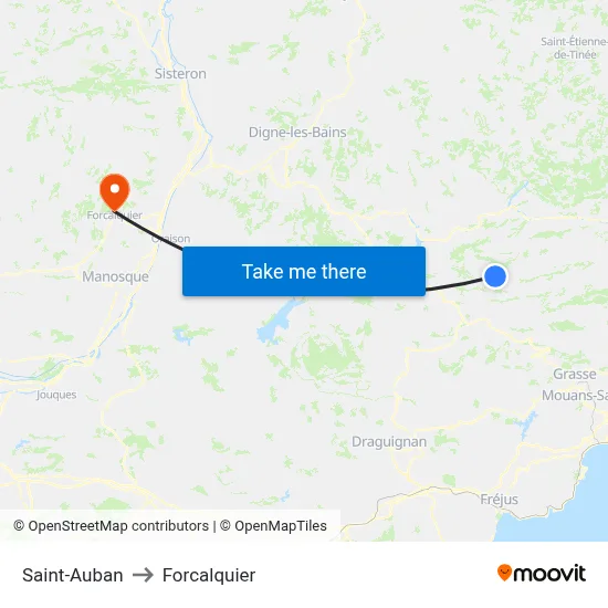 Saint-Auban to Forcalquier map