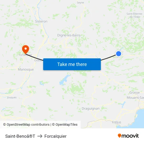 Saint-Benoã®T to Forcalquier map
