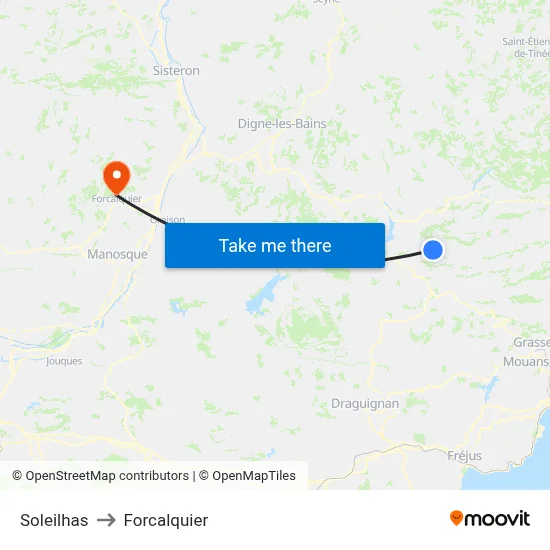 Soleilhas to Forcalquier map