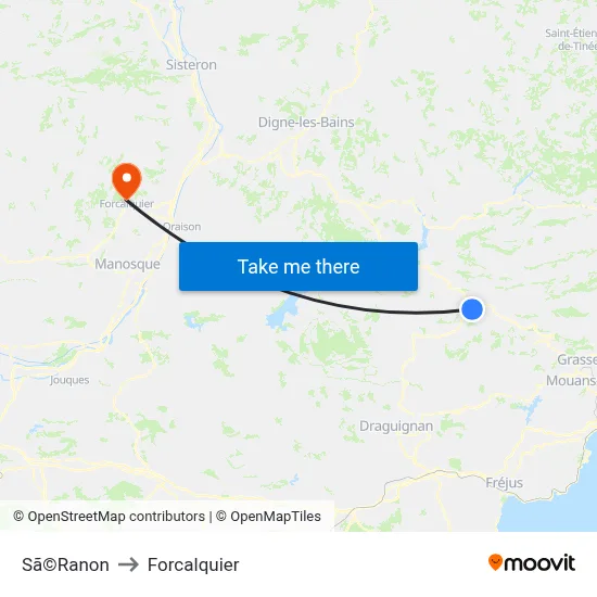 Sã©Ranon to Forcalquier map