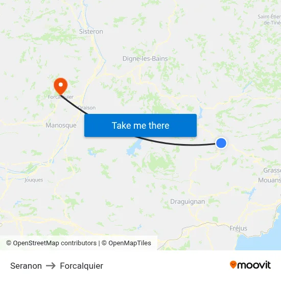 Seranon to Forcalquier map