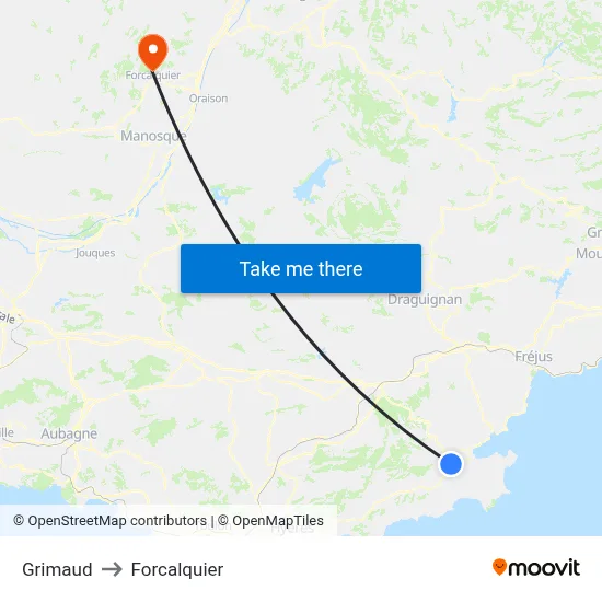 Grimaud to Forcalquier map