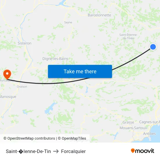 Saint-�Ienne-De-Tin to Forcalquier map