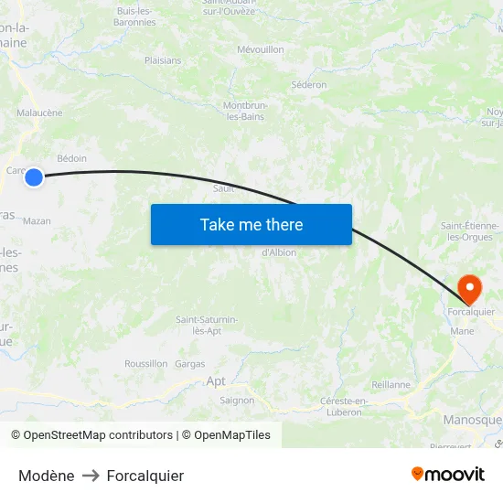 Modène to Forcalquier map