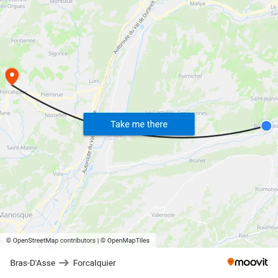 Bras-D'Asse to Forcalquier map