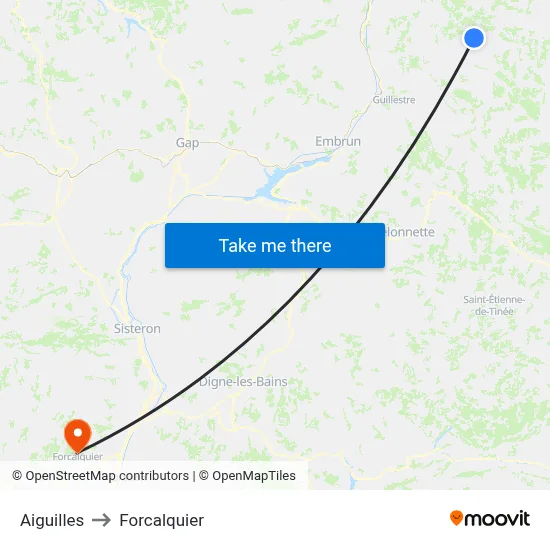 Aiguilles to Forcalquier map