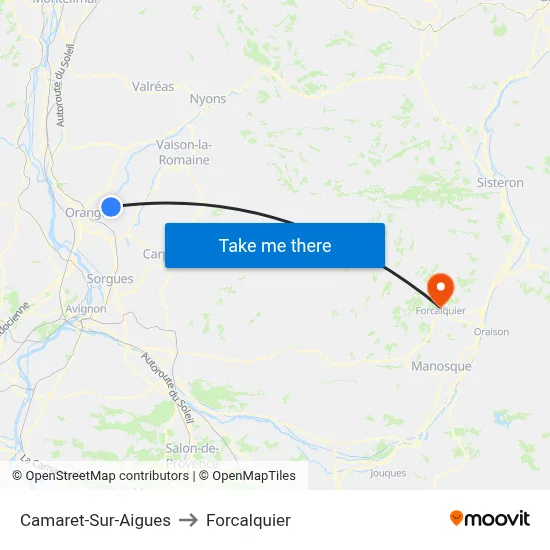 Camaret-Sur-Aigues to Forcalquier map