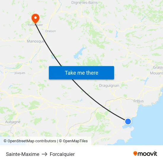 Sainte-Maxime to Forcalquier map
