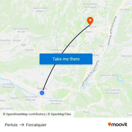 Pertuis to Forcalquier map