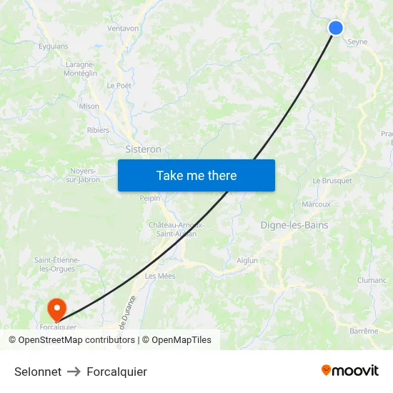 Selonnet to Forcalquier map