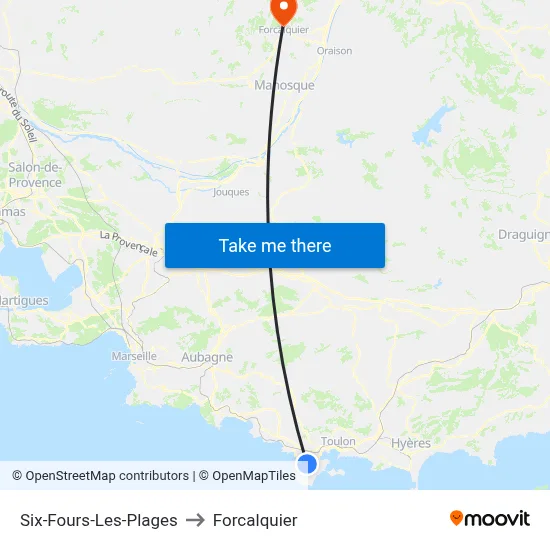 Six-Fours-Les-Plages to Forcalquier map