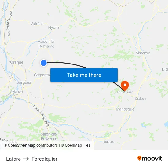 Lafare to Forcalquier map