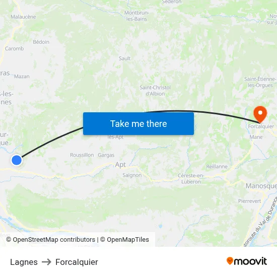 Lagnes to Forcalquier map