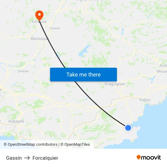 Gassin to Forcalquier map