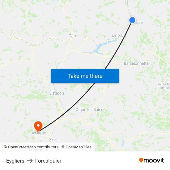 Eygliers to Forcalquier map