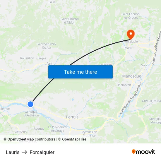 Lauris to Forcalquier map