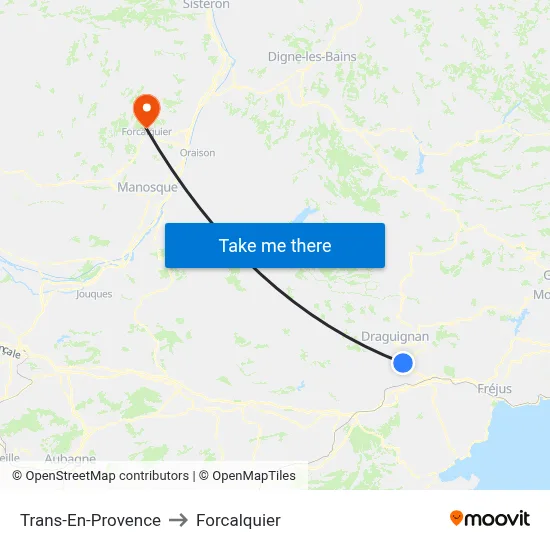 Trans-En-Provence to Forcalquier map