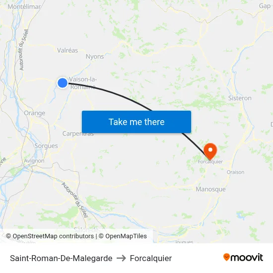 Saint-Roman-De-Malegarde to Forcalquier map