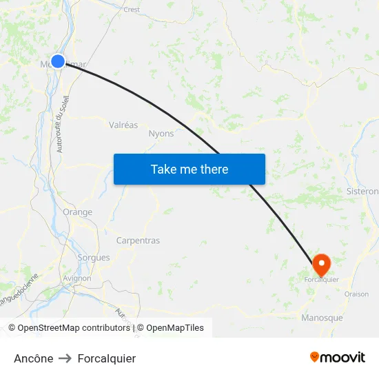 Ancône to Forcalquier map