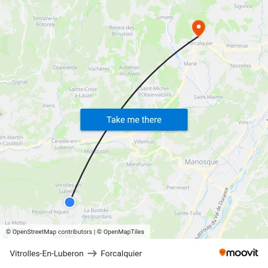 Vitrolles-En-Luberon to Forcalquier map