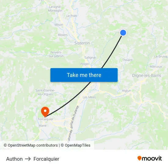Authon to Forcalquier map