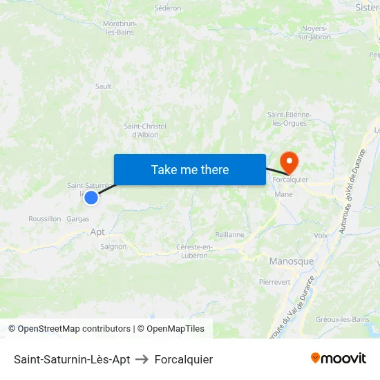 Saint-Saturnin-Lès-Apt to Forcalquier map