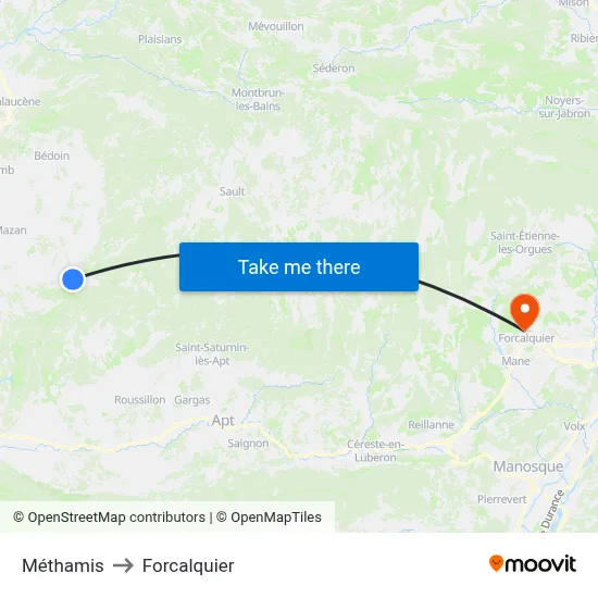 Méthamis to Forcalquier map