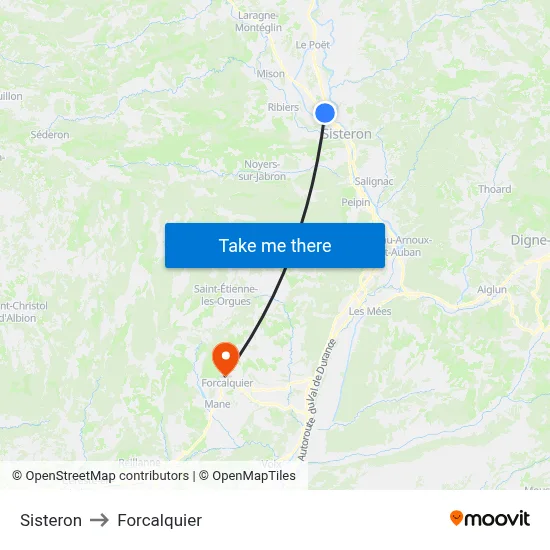 Sisteron to Forcalquier map