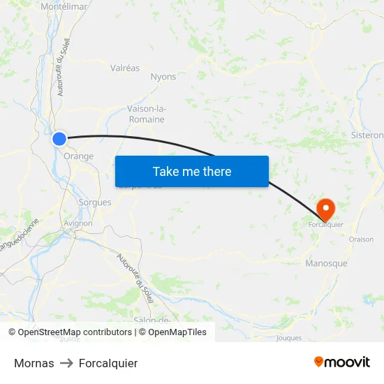 Mornas to Forcalquier map