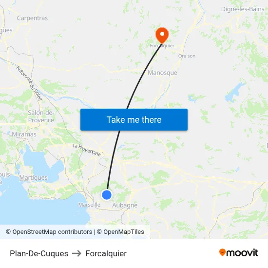 Plan-De-Cuques to Forcalquier map