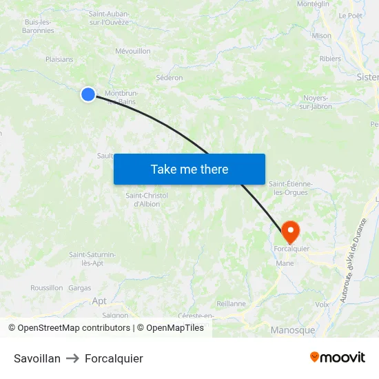 Savoillan to Forcalquier map