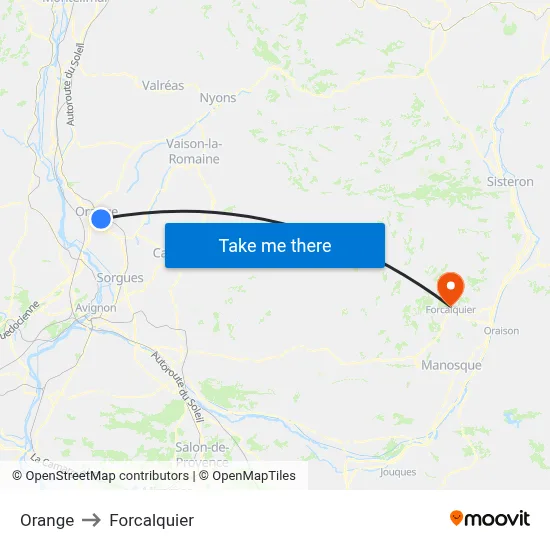 Orange to Forcalquier map