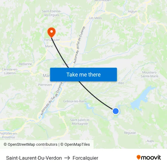 Saint-Laurent-Du-Verdon to Forcalquier map