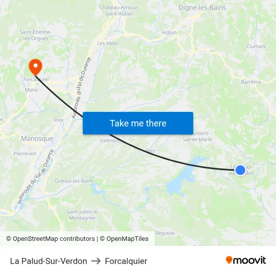 La Palud-Sur-Verdon to Forcalquier map