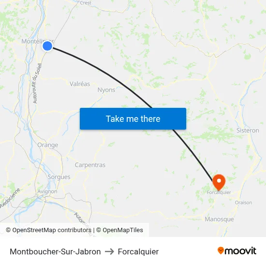 Montboucher-Sur-Jabron to Forcalquier map